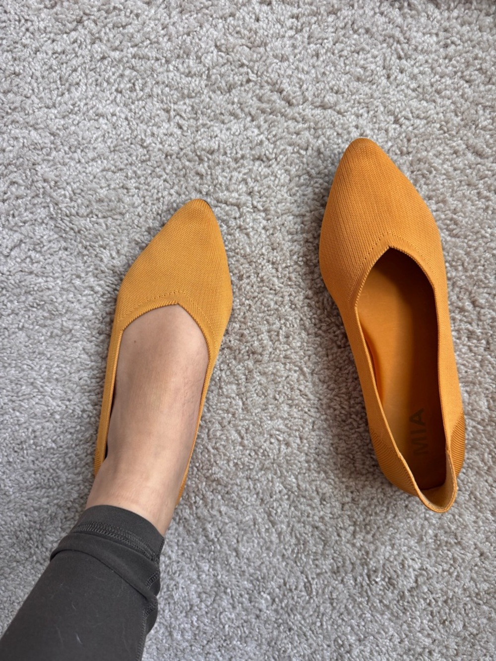 MIA Yellow Knit Slip-On Flats Lightweight Women's Size 7.5 Casual Pointed Toe